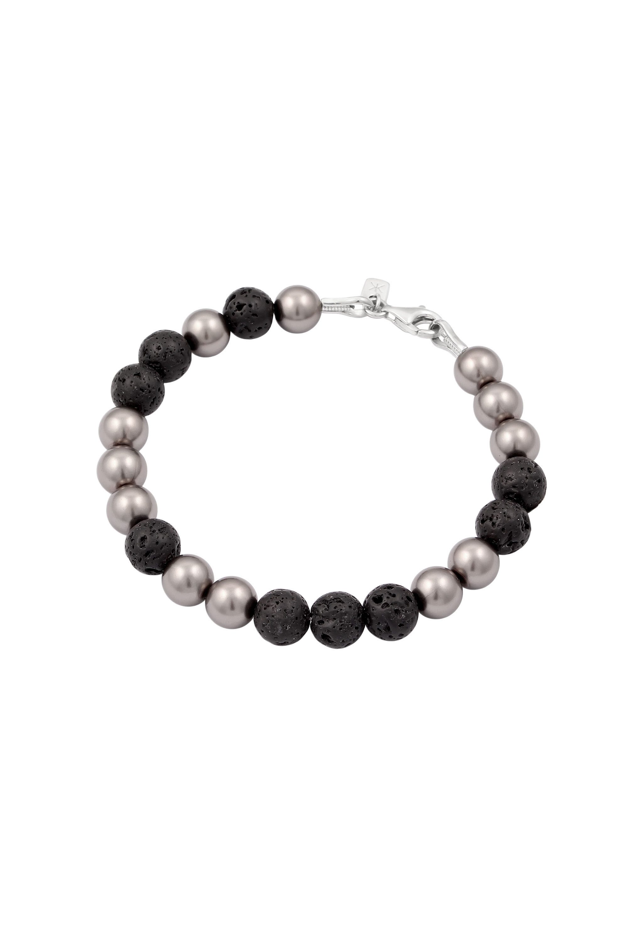 Kuzzoi Bead-Armband-Set Lava Synthetische Perle Grau Schwarz 925 Sterling S günstig online kaufen