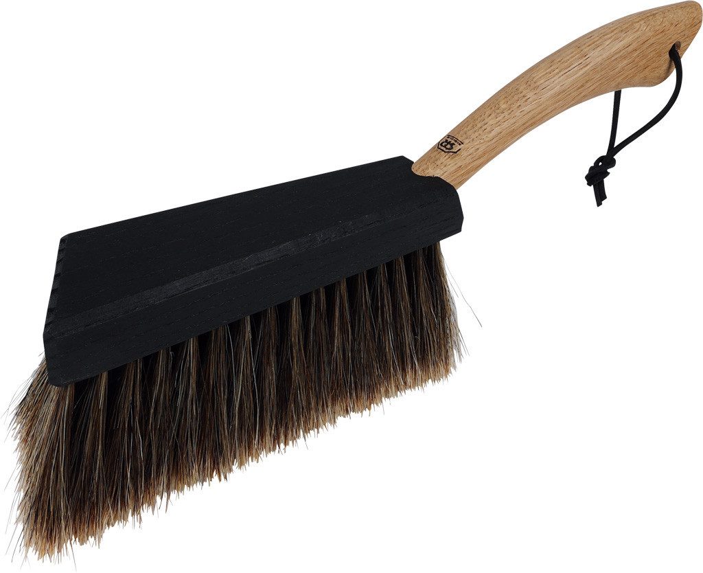 Kehrgarnitur Handfeger mit Eichenholzgriff und geschlitztem Rosshaar