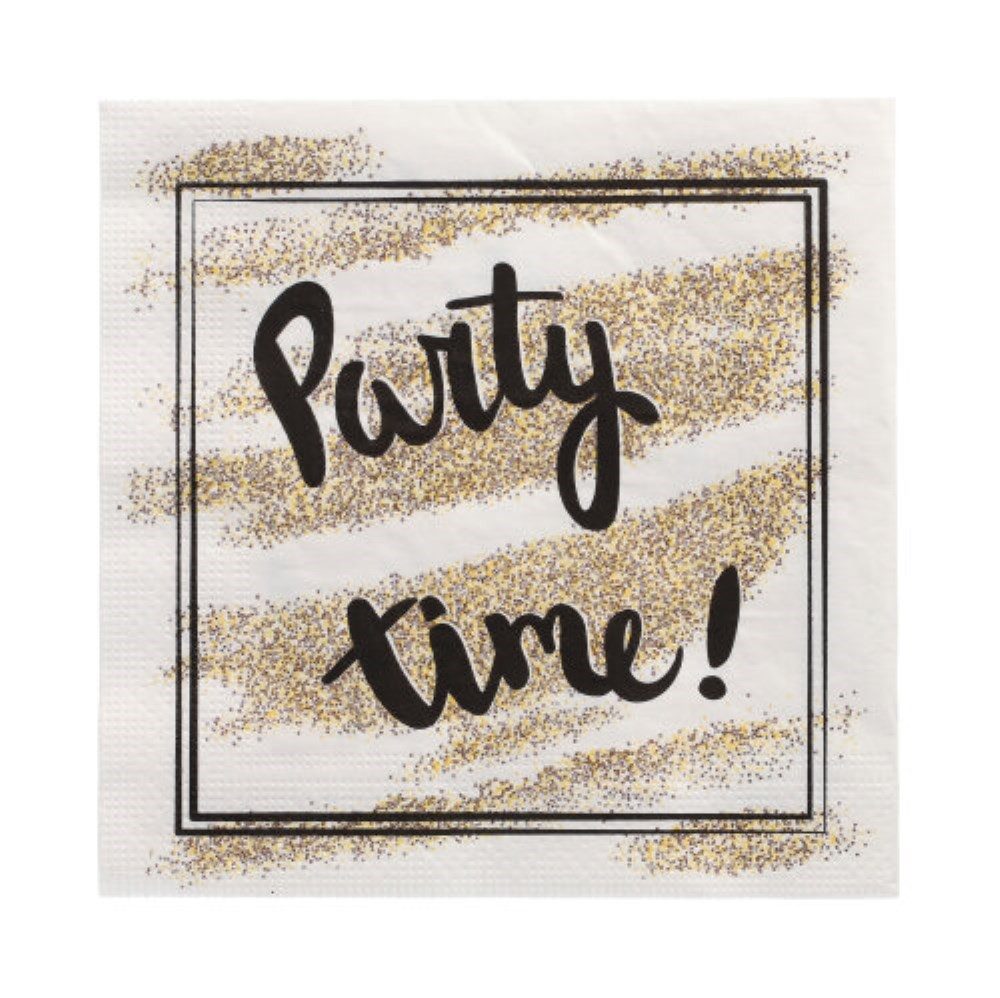 PAPSTAR Papierserviette 20 Servietten, 3-lagig 1/4-Falz 33 cm x 33 cm "Party Time"