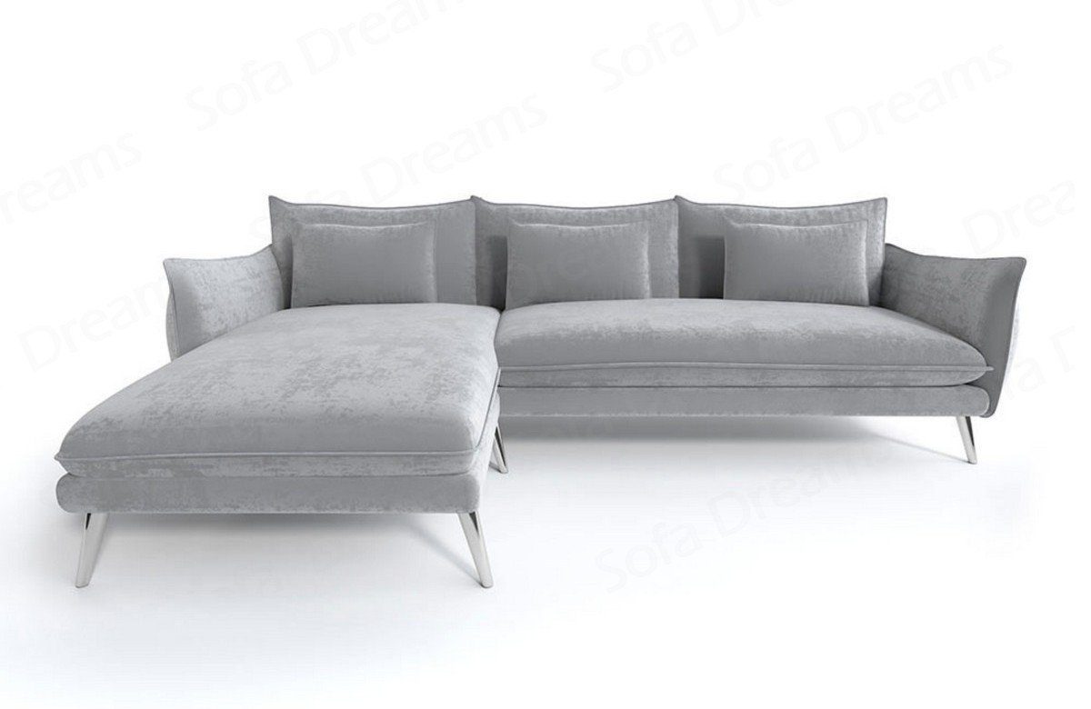 Sofa Dreams Ecksofa Samt hellgrau84-silber Sofa L Stoff Loungesofa Stoffsofa, Polster Fuerteventura Form kurz