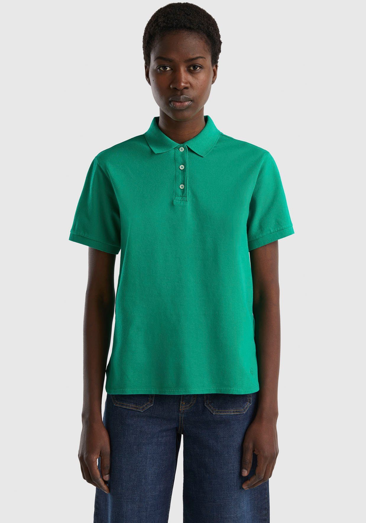 United Colors of Benetton Poloshirt mit perlmuttfarbenen Knöpfen grün | Poloshirts