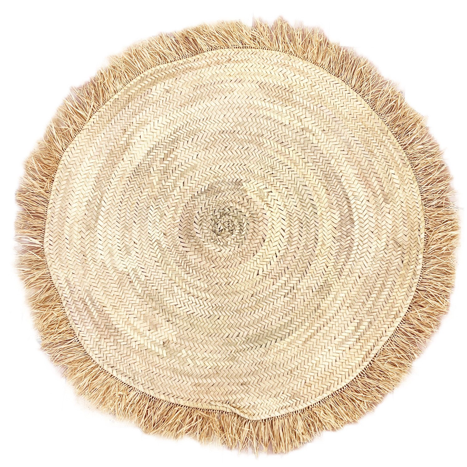 Marrakesch Orient & Mediterran Interior Teppich Boho Teppich Silva handgefertigt aus Palmblatt in Beige Natur 90 cm, Höhe: 10 mm, Handarbeit