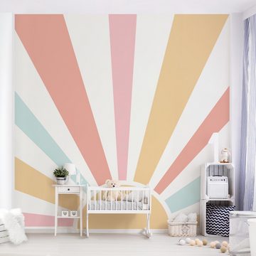 Bilderdepot24 Kindertapete Boho Sonne Abstrakt Illustration Natur Landschaft pastell modern, Glatt, Matt, (Inklusive Gratis-Kleister oder selbstklebend), Mädchenzimmer Jungenzimmer Babyzimmer Bildtapete Fototapete Wandtapete