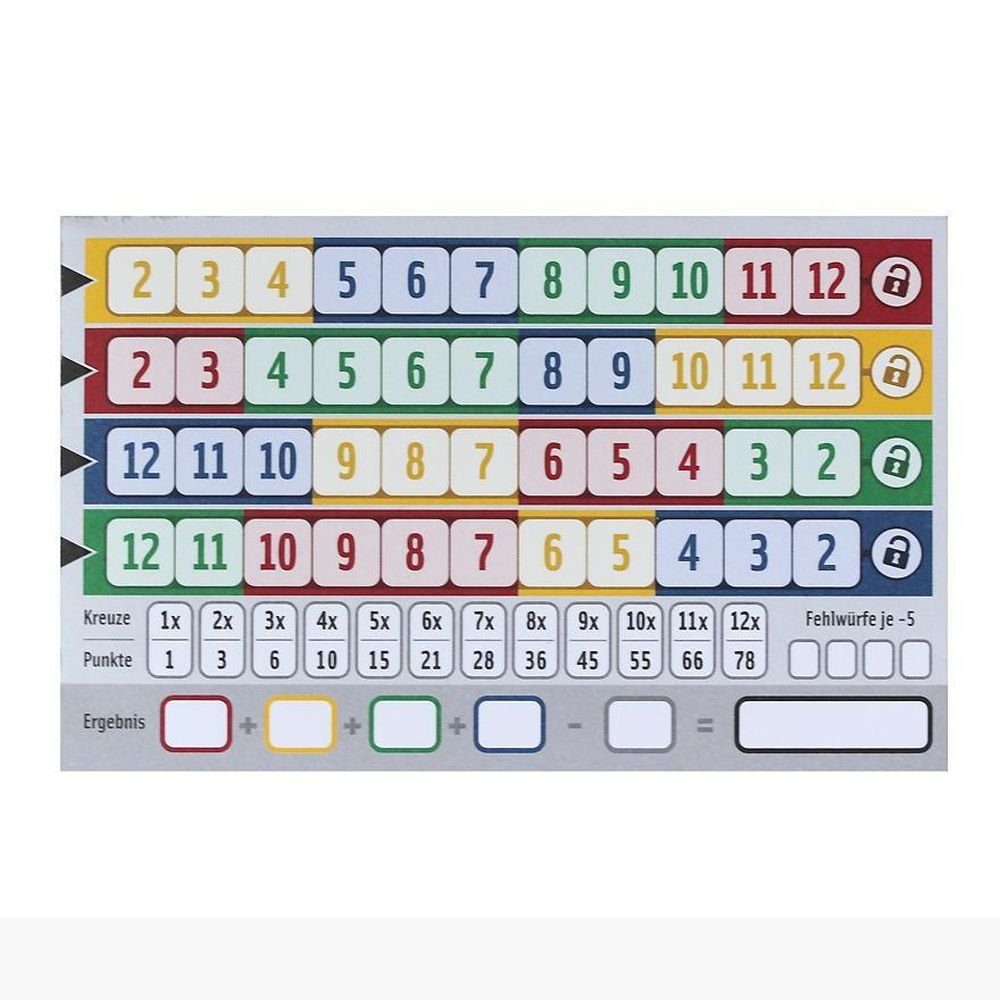 NSV Spiel Qwixx gemiXXt 2 neue Spielvarianten / Zusatzblock