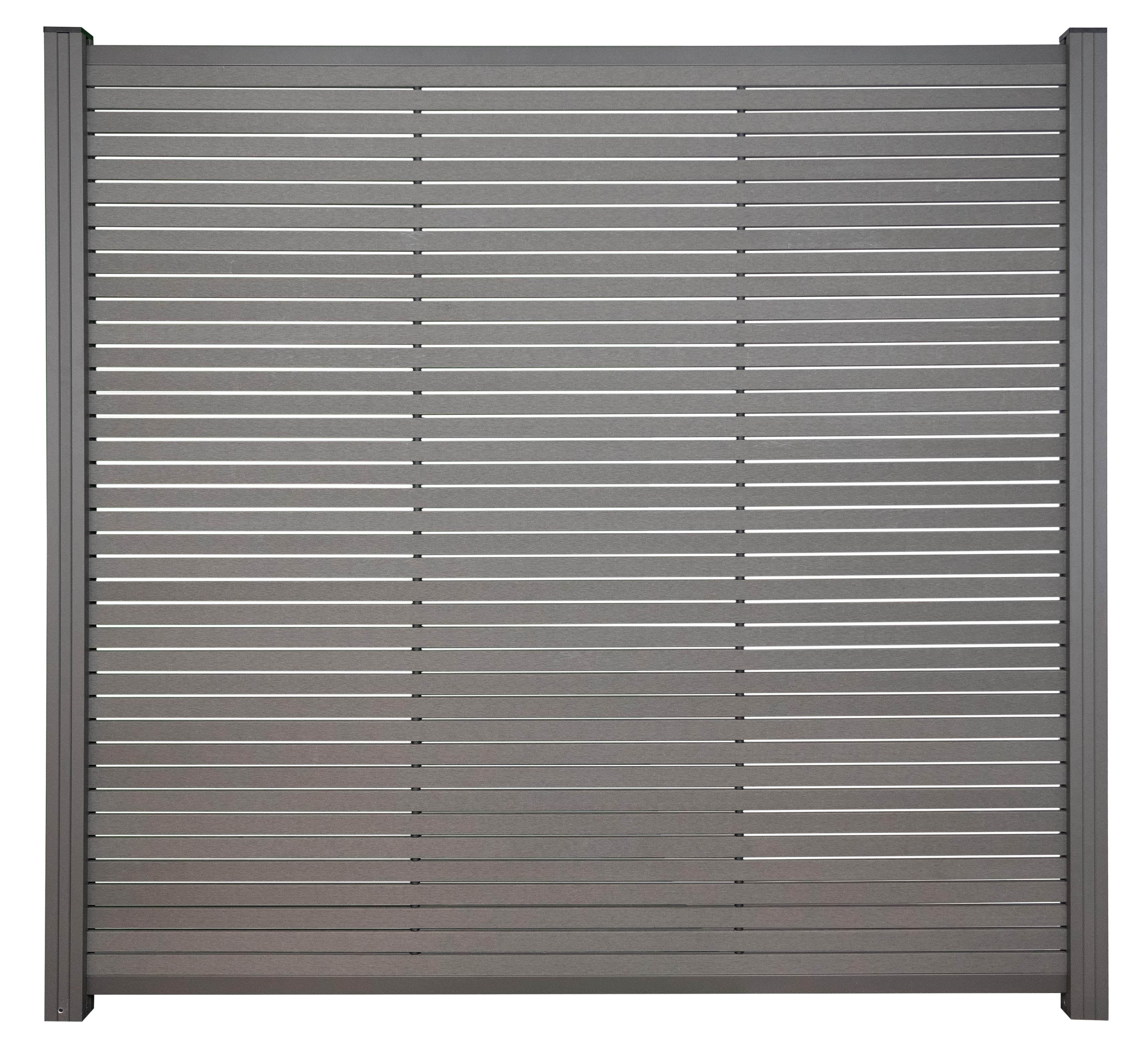 GartenLand Zaun WPC Steckzaunsystem Air Gap ca. 180x180 cm, (Set, Ohne Pfosten), Schiefergrau / Alu Anthrazit