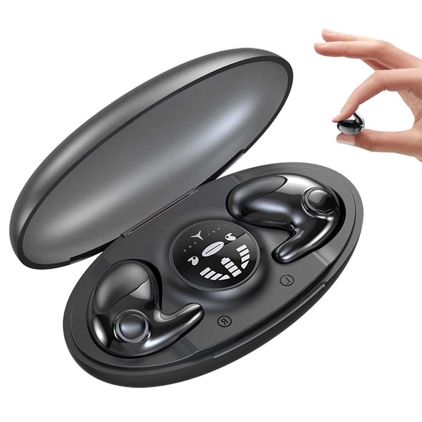 MOPUEA In-Ear Schlafkopfhörer kabellose Schlaf-Ohrhörer für Seitenschläfer Bluetooth-Kopfhörer (integriertes Mikrofon, Kompakt mit Typ-C-Schnellladehülle)