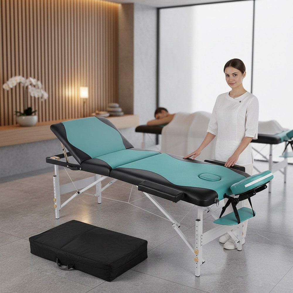 Mucola Massageliege Massageliege 3Zonen Kopfstütze Ergonomisch Leicht Tasche Kosmetikliege (Stück, 1-St., Premium-Liege), Extra dicke Polsterung