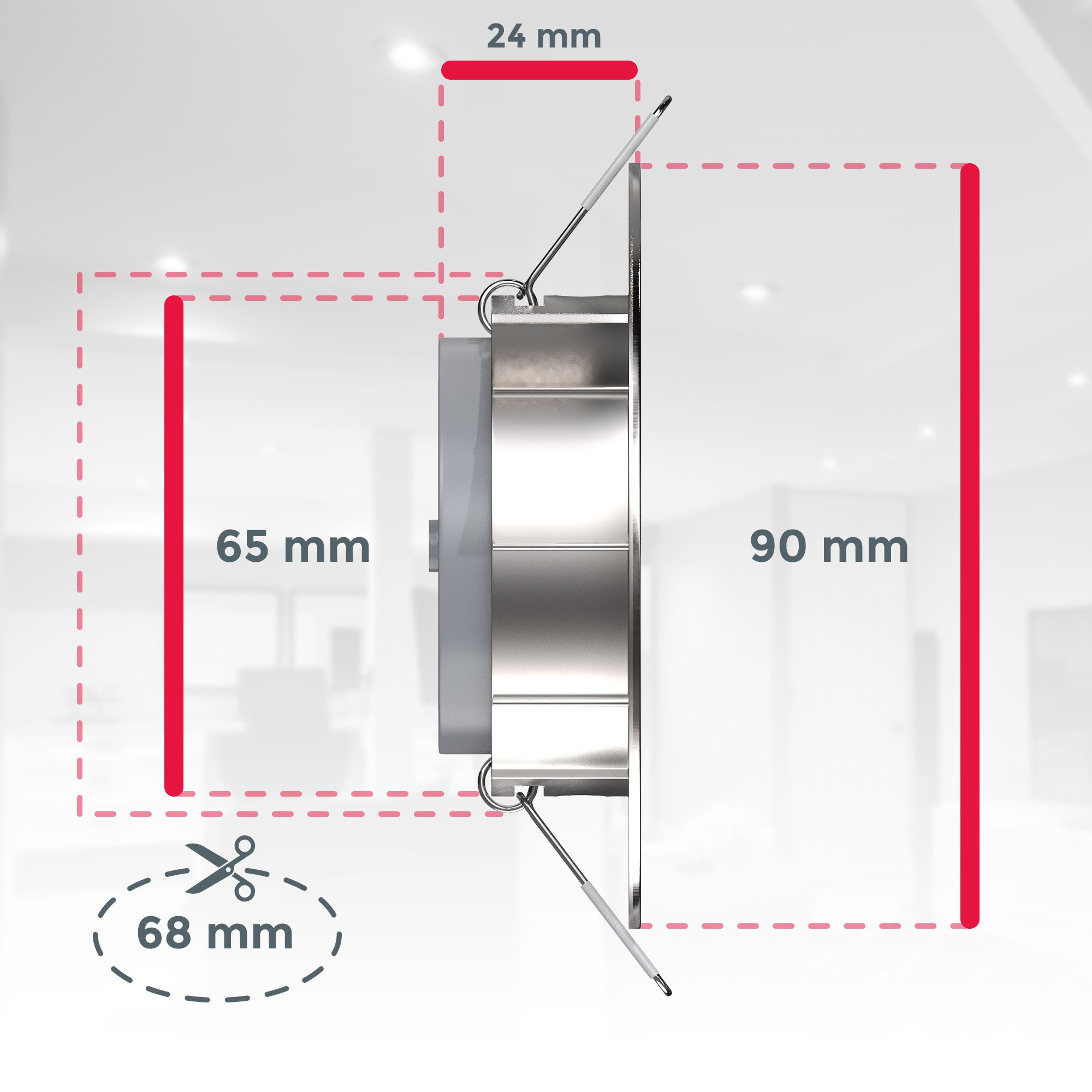 B.K.Licht LED Einbaustrahler SET Einbauleuchten 90mm dimmbar 230V ultra-flach schwenkbar, Ohne Dimmfunktion, LED fest integriert, 3000K - Warmweiß, 6x dimmbare Einbauspots Decke schwenkbar Wohnzimmer Büro - BKL1285