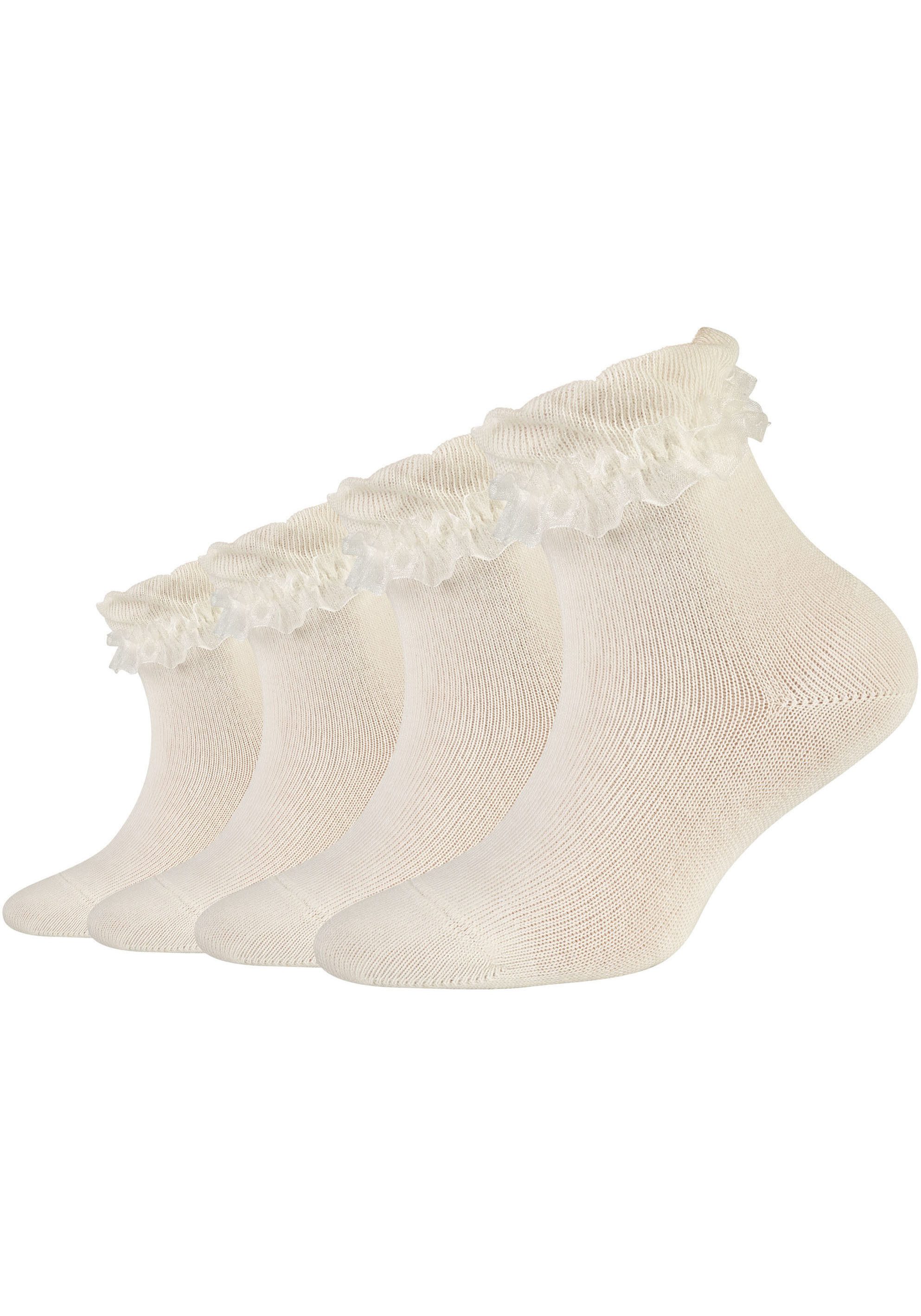 Camano Socken ca-soft (4-Paar) mit romantischem Rüschendesign