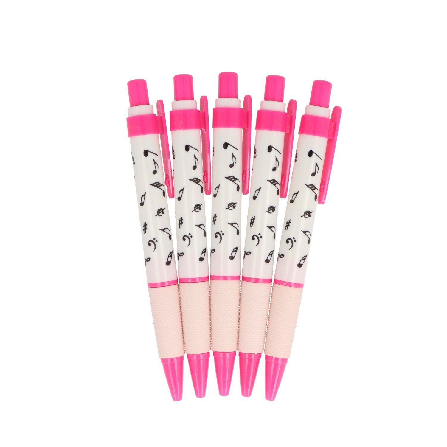 Musikboutique Kugelschreiber bunte Noten-Kugelschreiber - Farbe: pink, (5-tlg), Musik, mit Griffmulde