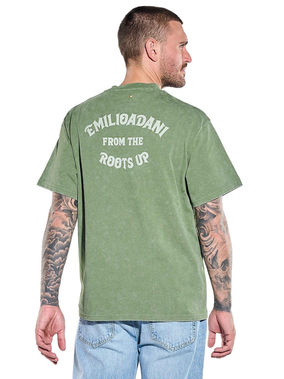 emilio adani T-Shirt Herren T-Shirt mit Rückenprint, Gruen