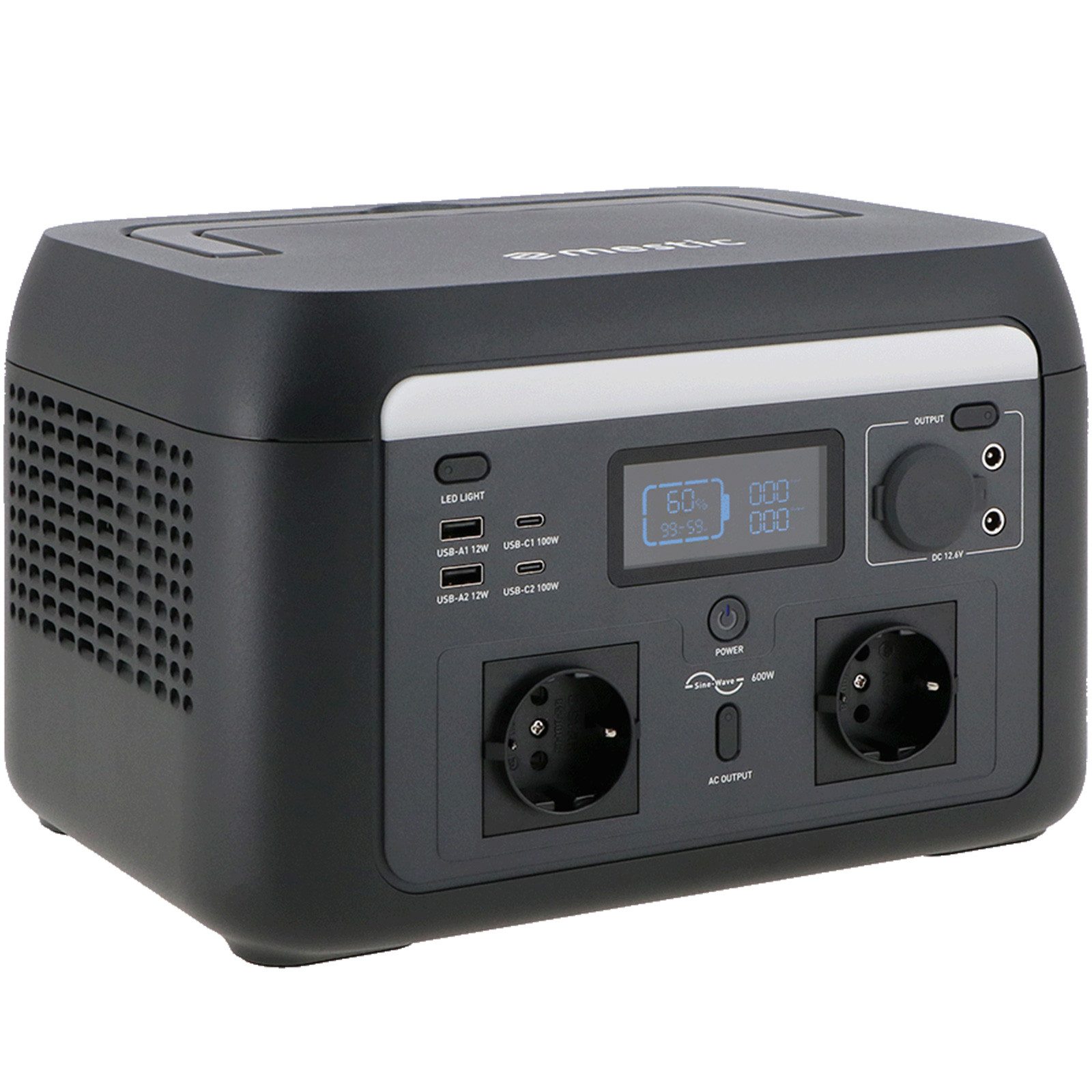 Mestic Stromerzeuger Tragbare Powerstation MPS-600 Camping, Solar Generator LiFePO4 600W 512Wh