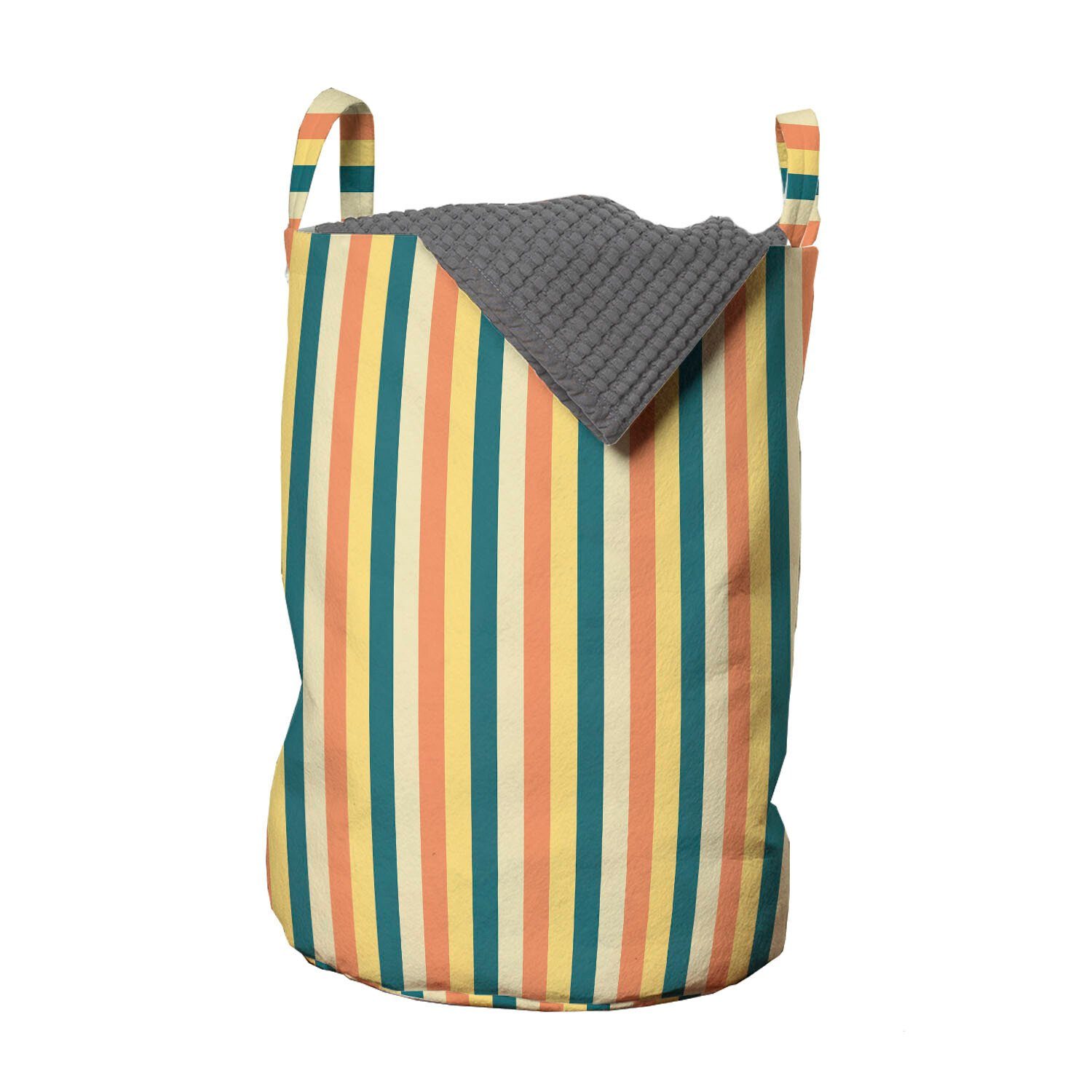Abakuhaus Wäschesäckchen Wäschekorb mit Griffen Kordelzugverschluss für Waschsalons, Geometrisch Bold Repeating Stripes | Wäschesäcke