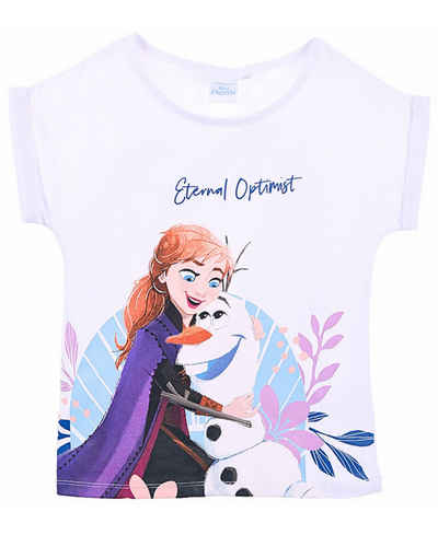 Disney Frozen T-Shirt Anna & Olaf Mädchen Shirt mit umgeschlagenen Ärmeln aus Baumwolle Gr. 104- 128 cm