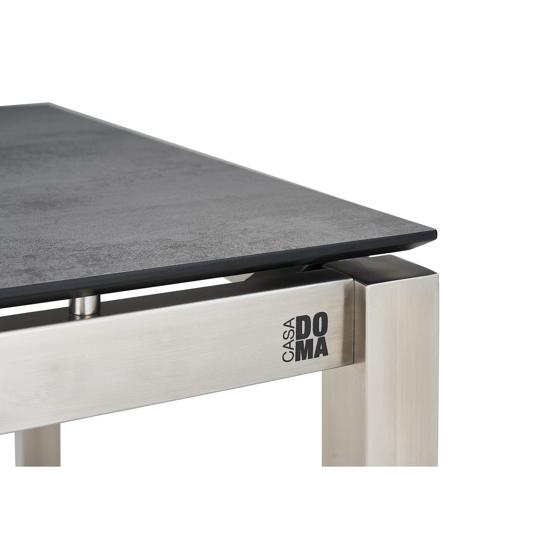 CASA DOMA Gartentisch Carini, Esstisch für Garten & Terrasse, stabiler Outdoortisch (Edelstahl gebürstet), Tischplatte aus HPL, 130x80 cm