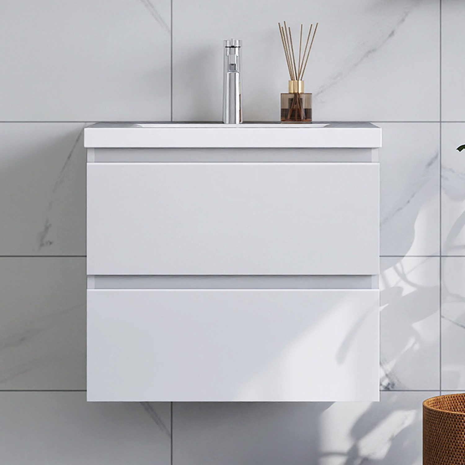 duschspa Waschtisch Waschbecken mit Unterschrank Badschrank Waschplatz Badmöbel Set, Matt, 50/60/80/100/120cm – Bild 3 von 5