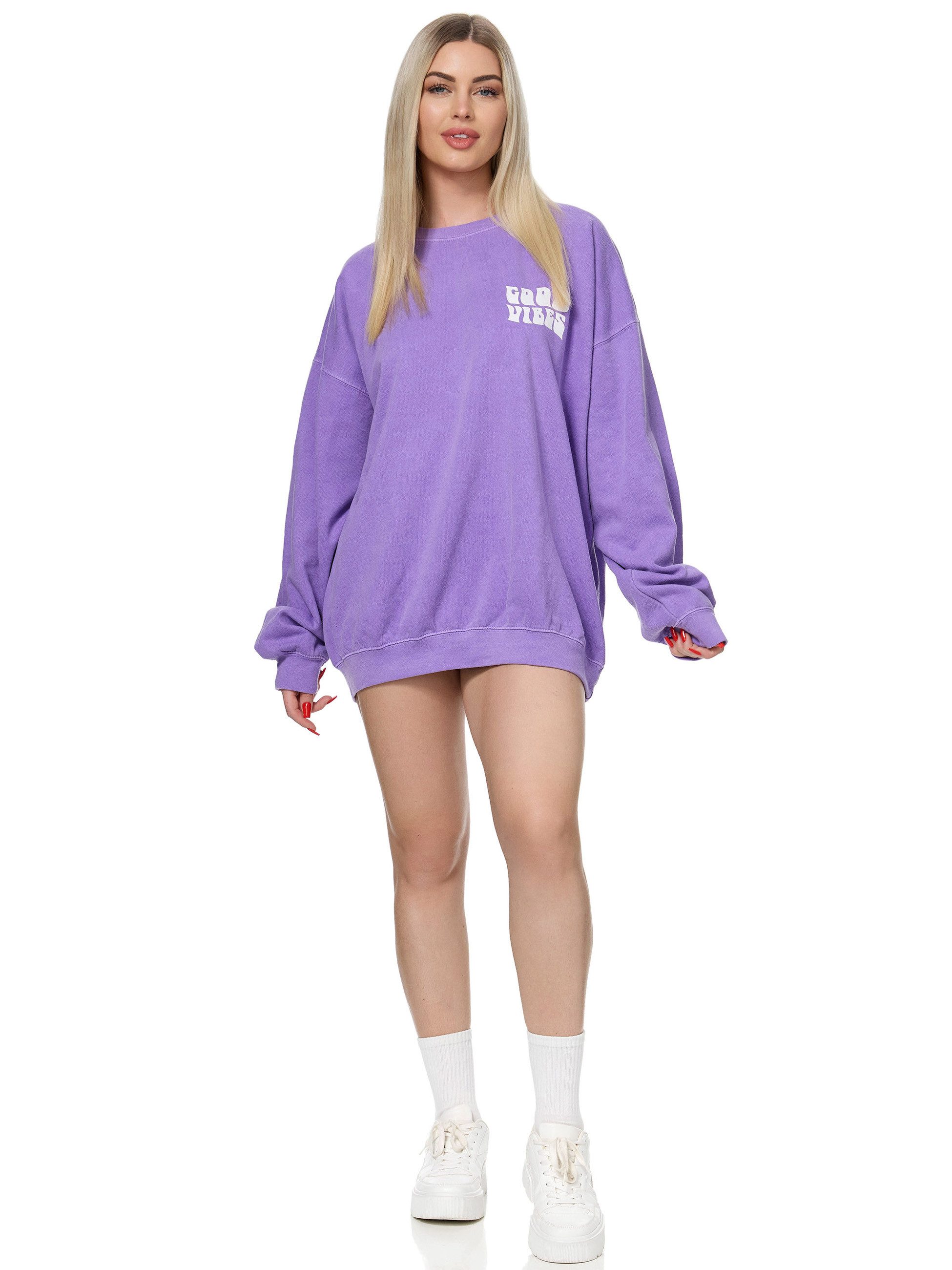 Worldclassca Longsweatshirt Worldclassca Oversized Sweatshirt GOOD VIBES Print Langarm Pullover