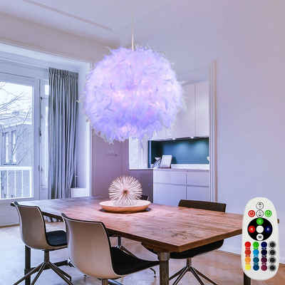 etc-shop LED Pendelleuchte, Leuchtmittel inklusive, Warmweiß, Farbwechsel, Pendel Decken Feder Lampe Fernbedienung Wohn Zimmer Hänge
