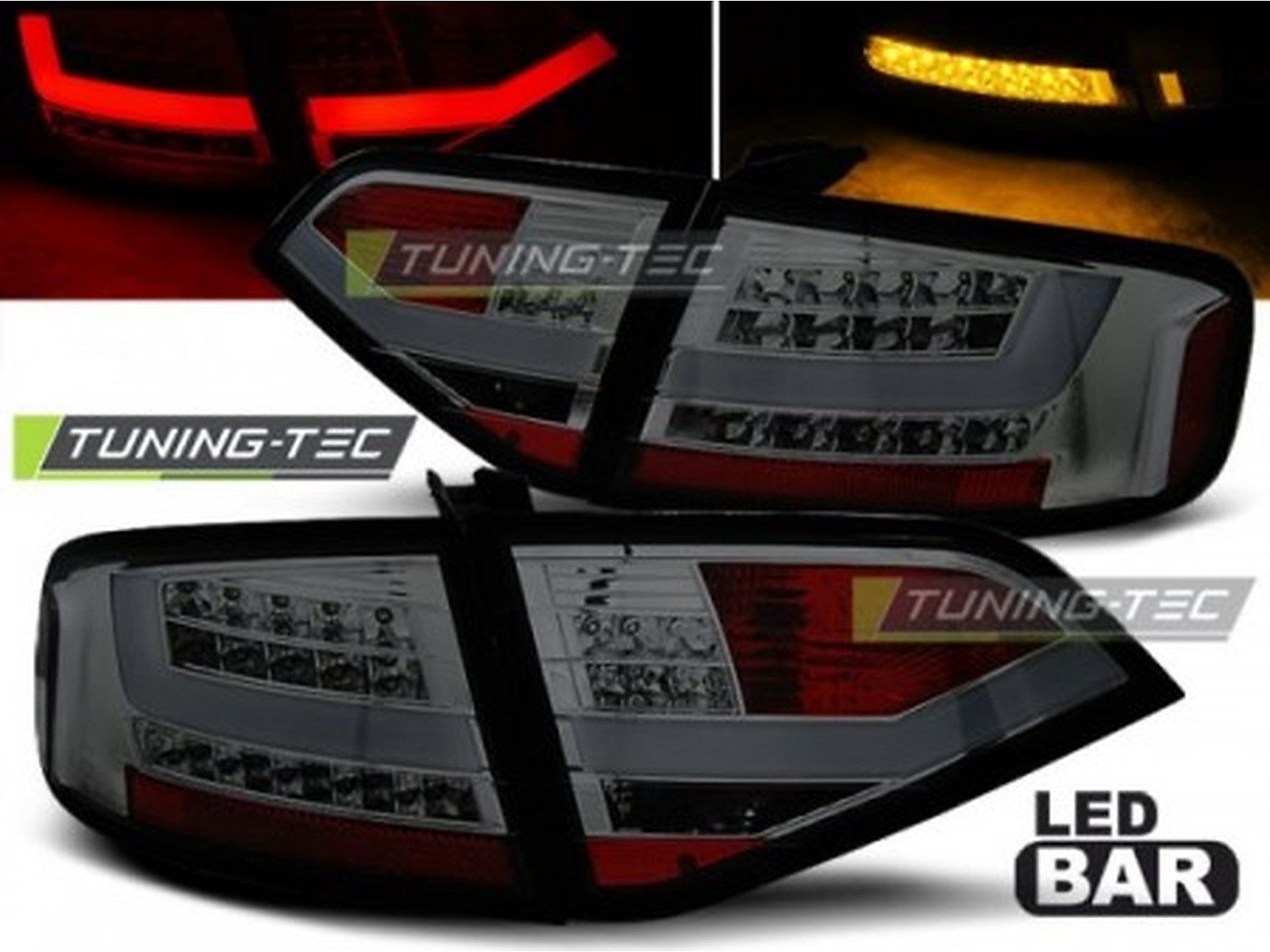 LLCTOOLS KFZ-Ersatzleuchte LED Rückleuchten Passend für Audi A4 B8 08–11 Sedan Smoke