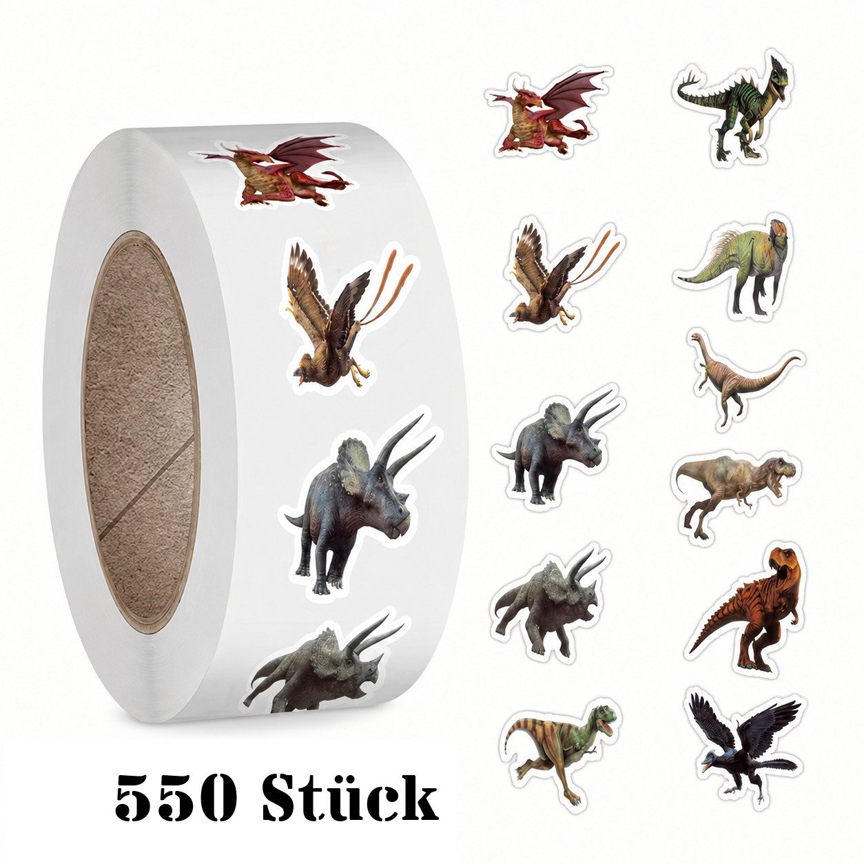 Ware aus aller Welt Sticker 550 Dino Sticker Kinder Aufkleber zum Basteln Dekorieren Belohnen, (550-tlg)
