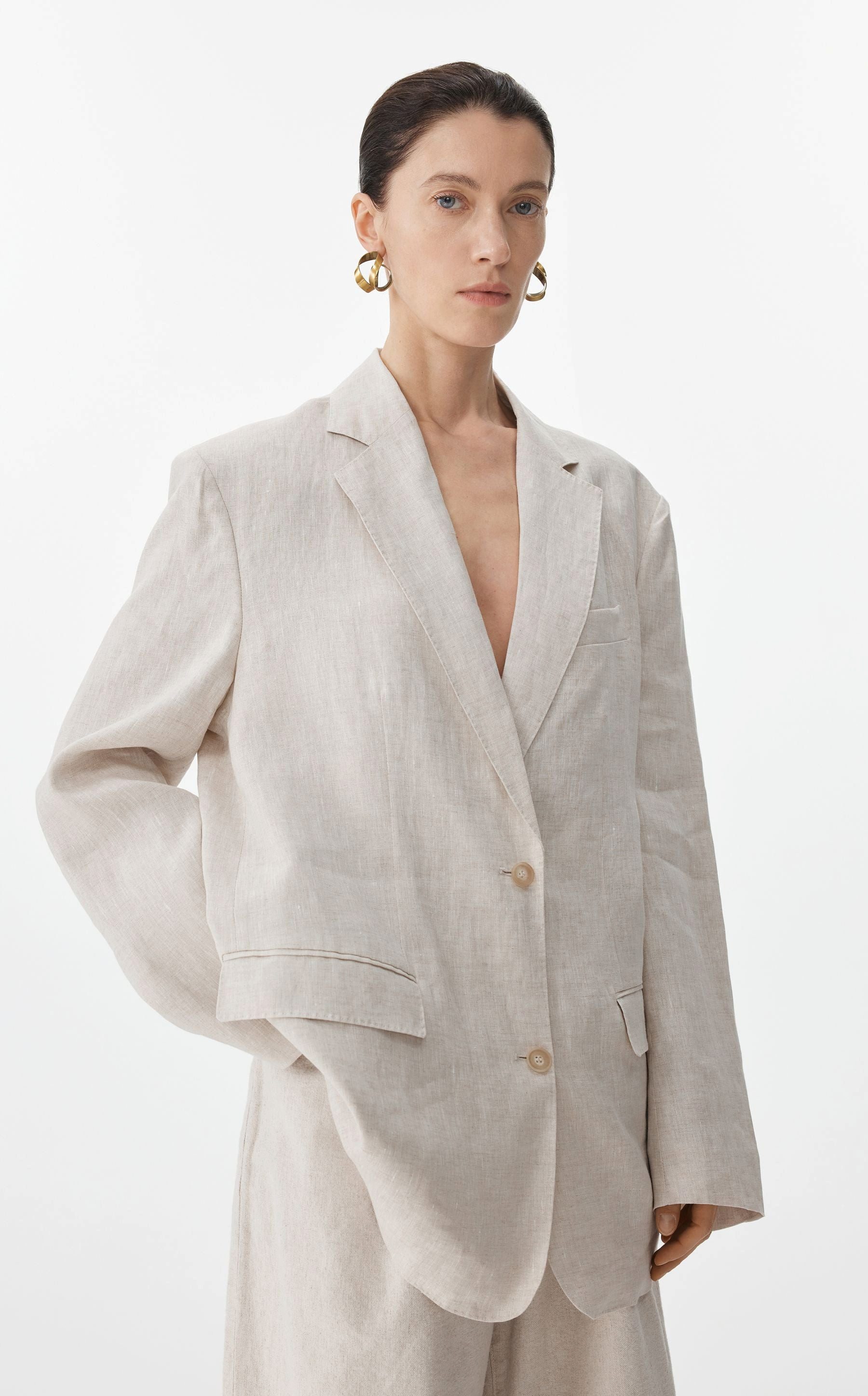 Kurzblazer JNBY Leinen-Blazer mit 2 Knöpfen WHITE