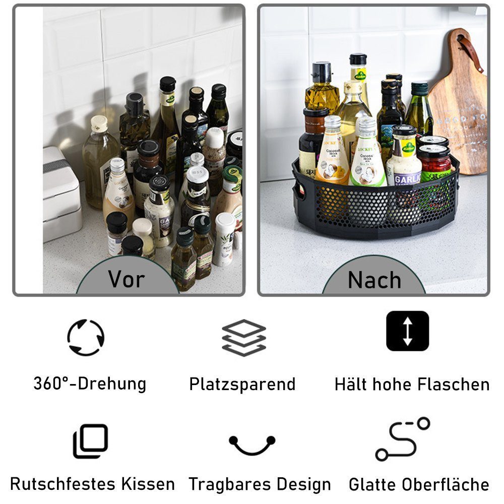 TUWENA Gewürzregal Drehteller Organizer, 2 Stück Lazy Susan Drehbares Gewürzregal Küchen – Bild 4 von 5