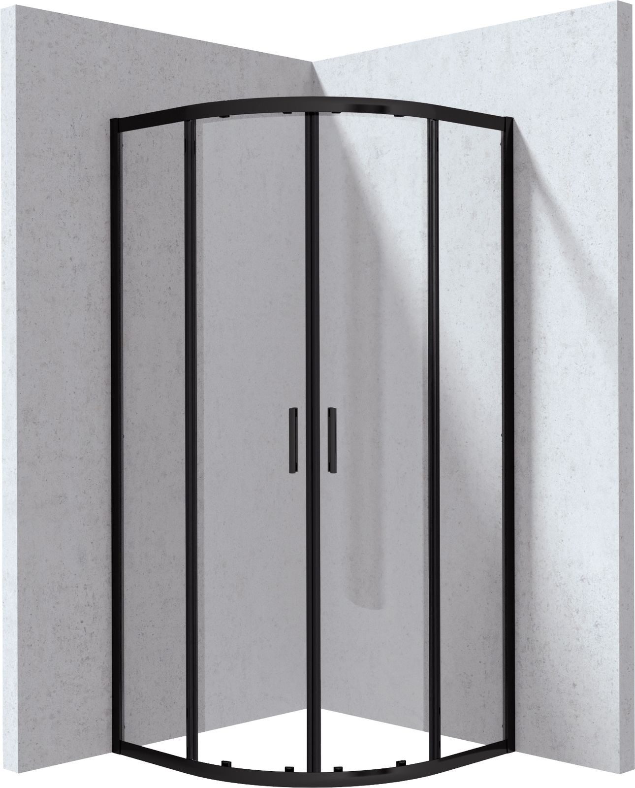Deante Eckdusche Halbrunde Eck-Duschkabine 80x80cm in Schwarz, BxT: 80x80 cm