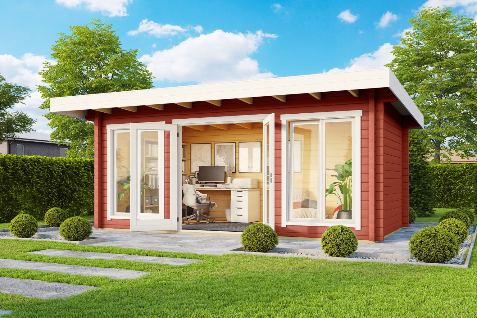 LASITA MAJA Gartenhaus Lasita Maja Ferienhaus Dorset Platinum, Modell 3, Platinum, 70 mm, 540 x 360 x 238 cm, schwedenrot