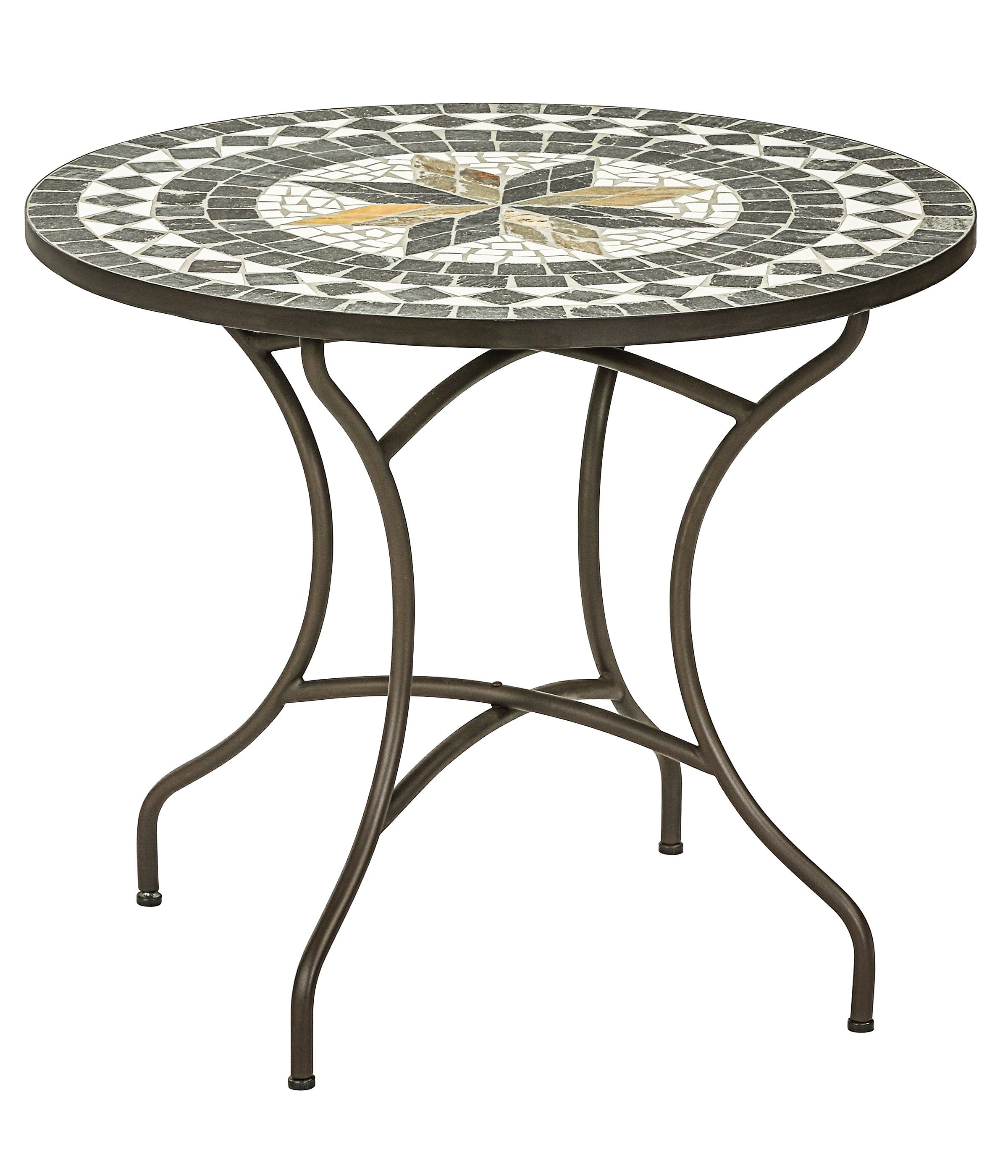 Dehner Gartentisch Mosaiktisch Diana, Stahl/Stein, braun/grau/weiß, günstig online kaufen