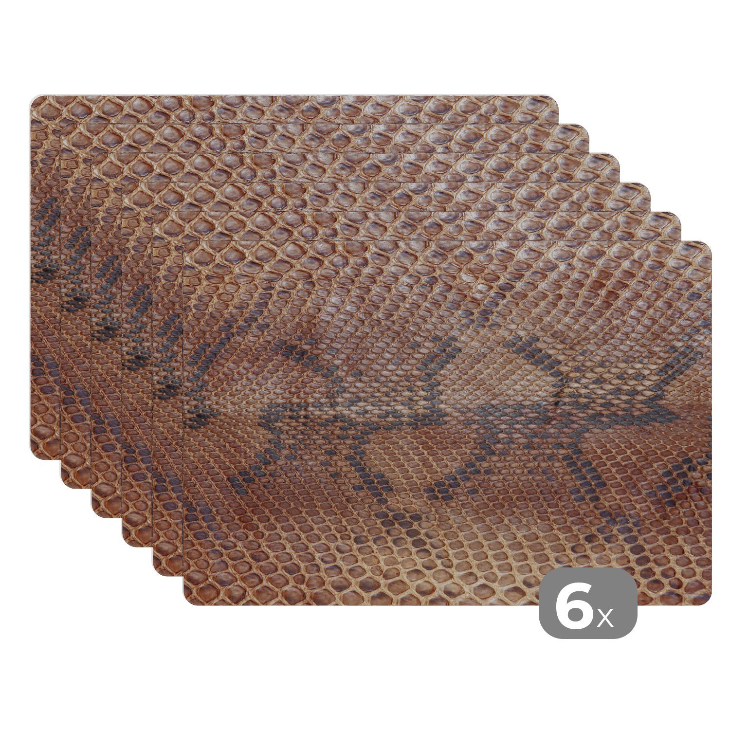 MuchoWow Platzset Leder - Textur - Tierhaut, (6-St), Platzsets, Tischset, Abwaschbar, Tischsets, Platzdeckchen