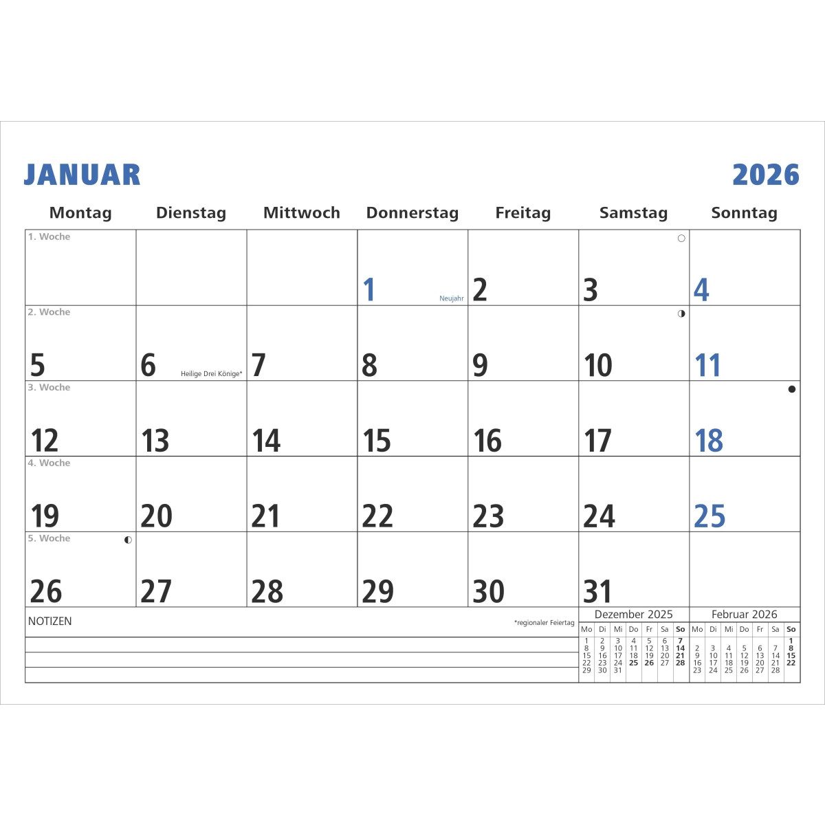 ZETTLER Wandkalender Monatsterminkalender 989 29,7x21cm 1 Monat/1 Seite 2026
