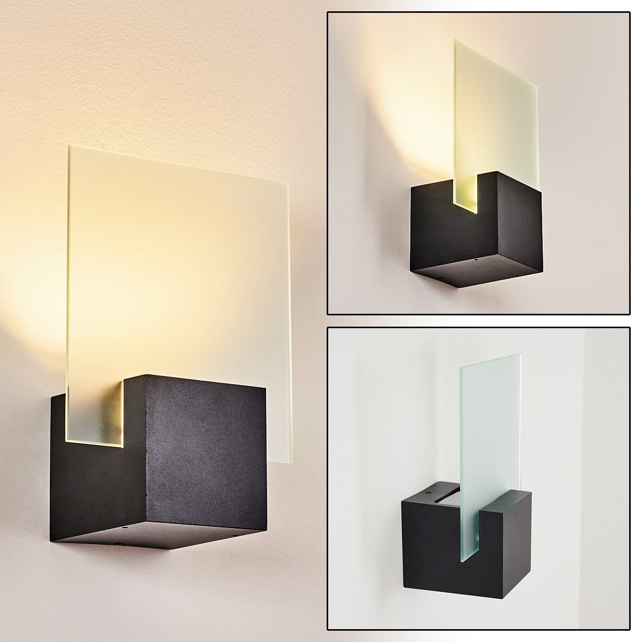 hofstein Außen-Wandleuchte moderne Wandlampe aus Metall/Glas in Schwarz/Mil günstig online kaufen