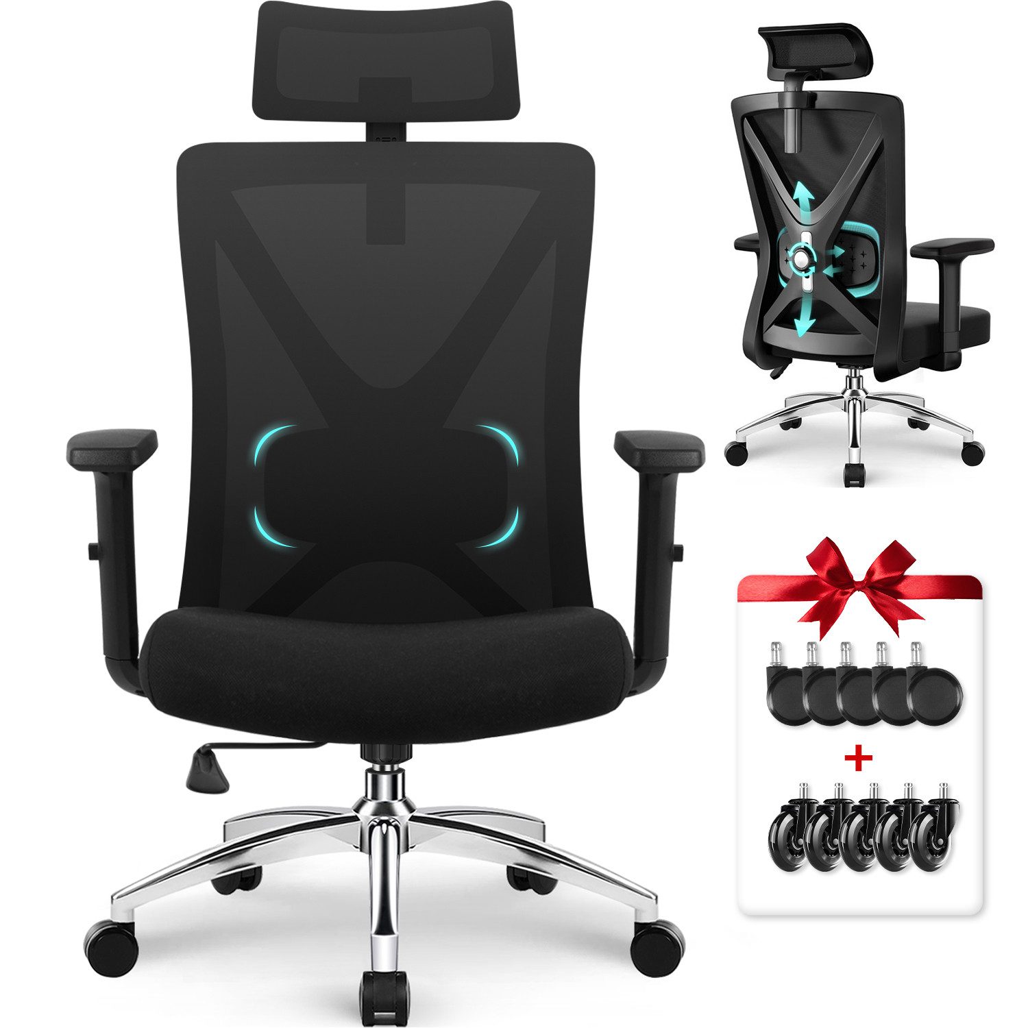 Adormii Bürostuhl Ergonomischer Bürostuhl,Bürostuhl mit Weiches-3D-Lendenki günstig online kaufen