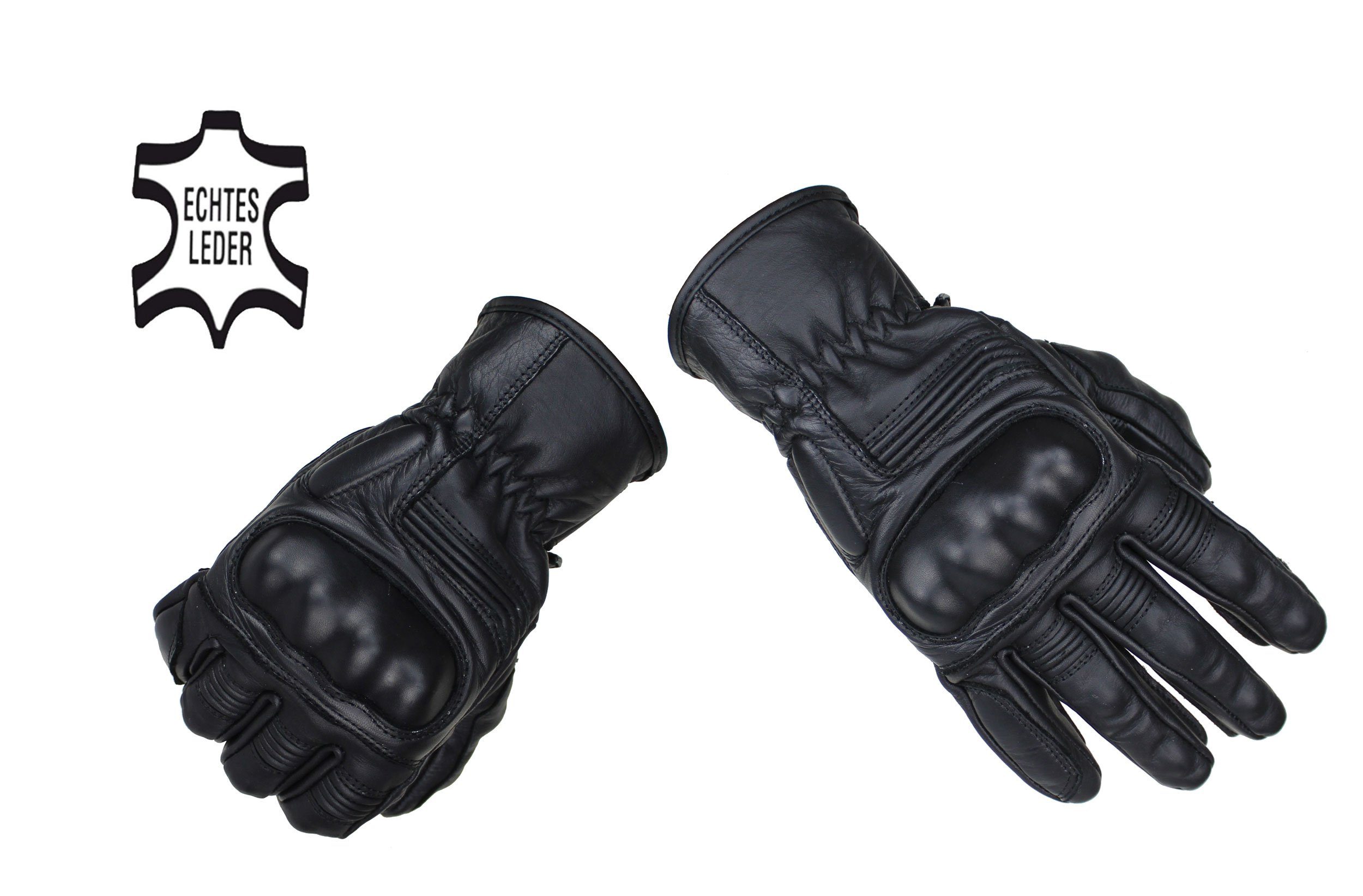 (mit Alpha Motorrad Funktion Motorradhandschuhe hervorragendem Vintage Schwarz Speeds Biker + Leder Schwarz Custom in Handschuhe Grip) Handschuhe Touchscreen