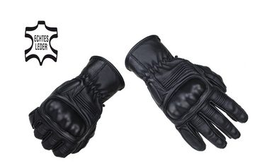Alpha Speeds Motorradhandschuhe Biker Motorrad Leder Handschuhe Custom Vintage Handschuhe Schwarz (mit hervorragendem Grip) + Touchscreen Funktion in Schwarz