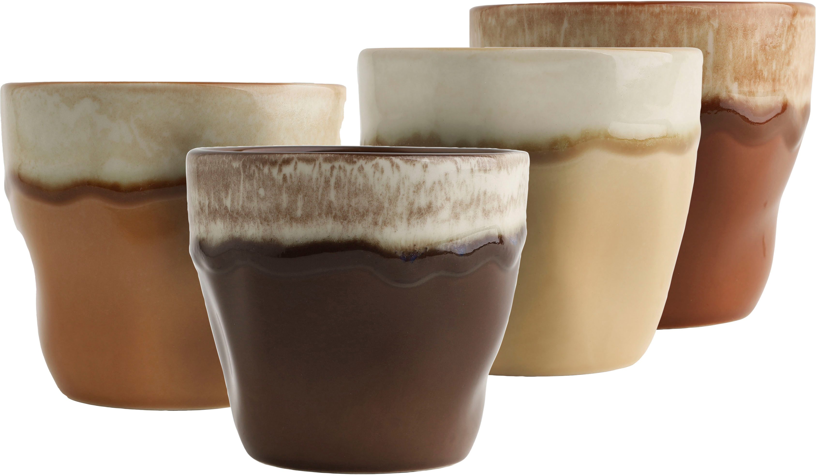 CreaTable Becher Squeezy Mocha Mousse Teebecher 4-tlg, 4-tlg., Steinzeug, Einzigartige Optik, Reaktivglasur