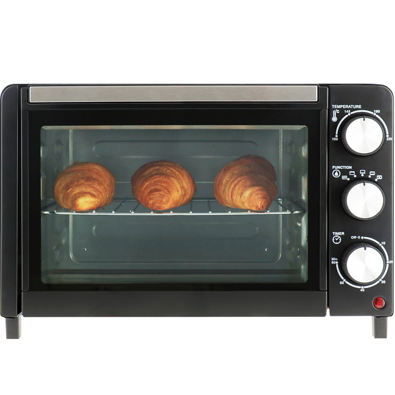 Mestic Gaskocher Camping Backofen Umluft MHO-120, Mini Tisch Pizza Ofen Timer Klein 800 W