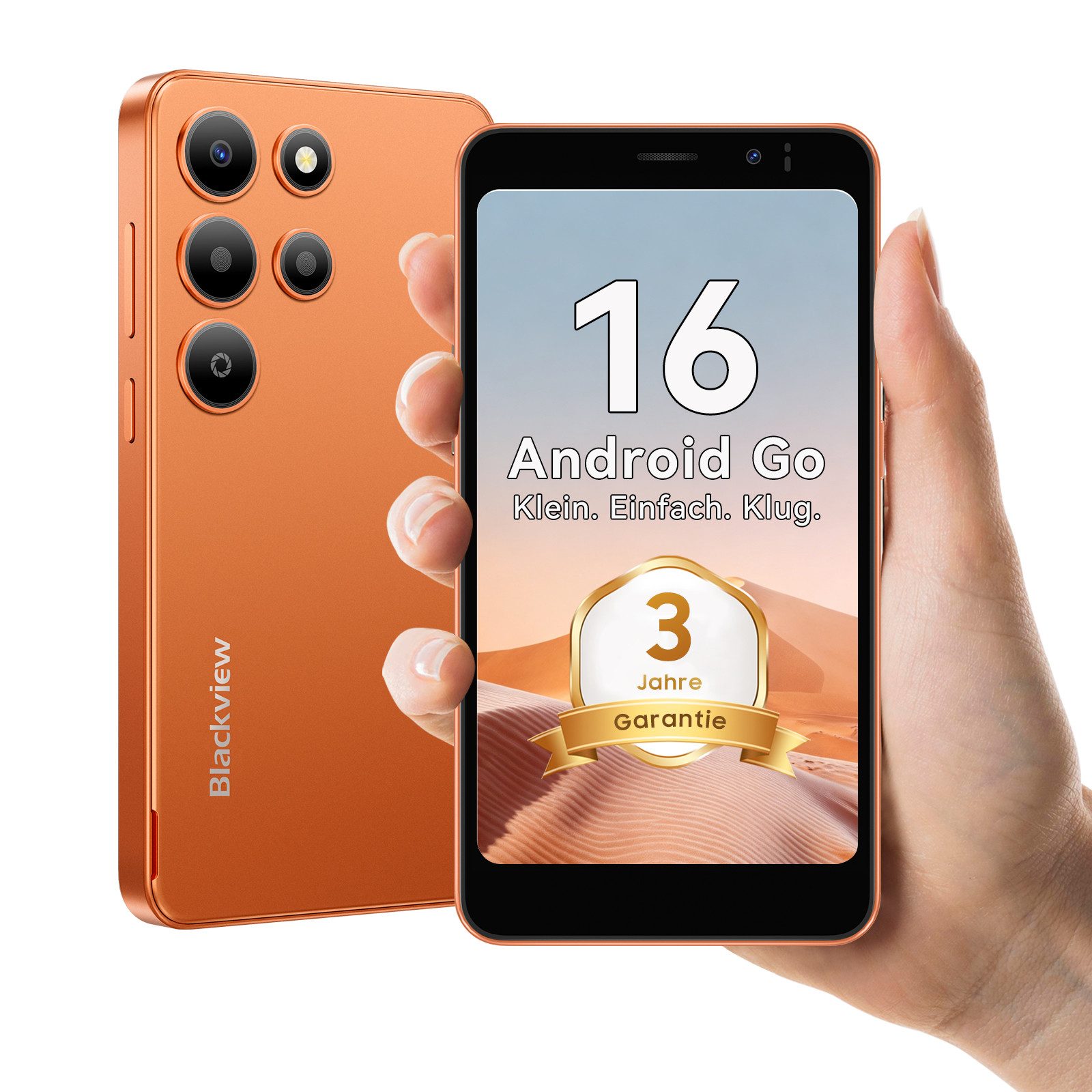 blackview WAVE 2C 5‘’ Handy ohne Vertrag, Android 16, 32GB/Face ID/mit Hülle Smartphone (5 Zoll, 32 GB Speicherplatz, 4G Dual SIM, 1080P-Video, Google Lens)