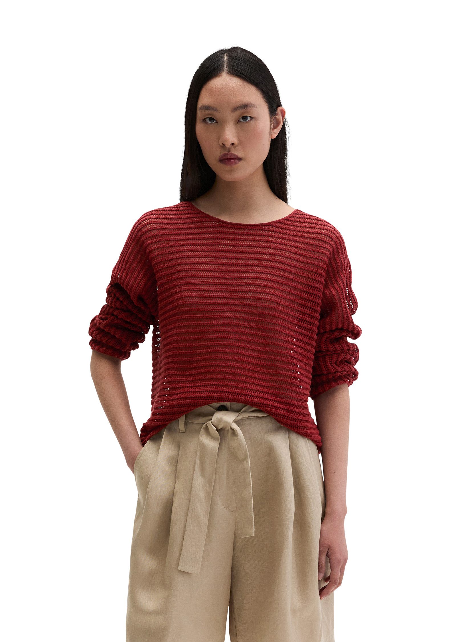 Marc O'Polo Strickpullover aus Bio-Baumwolle-Leinen-Mix