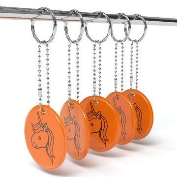 EAZY CASE Fahrradreflektor 5x Sicherheitsanhänger für Kinder Einhorn, Sicherheit im Straßenverkehr Kinder Schlüsselanhänger Einhorn Orange