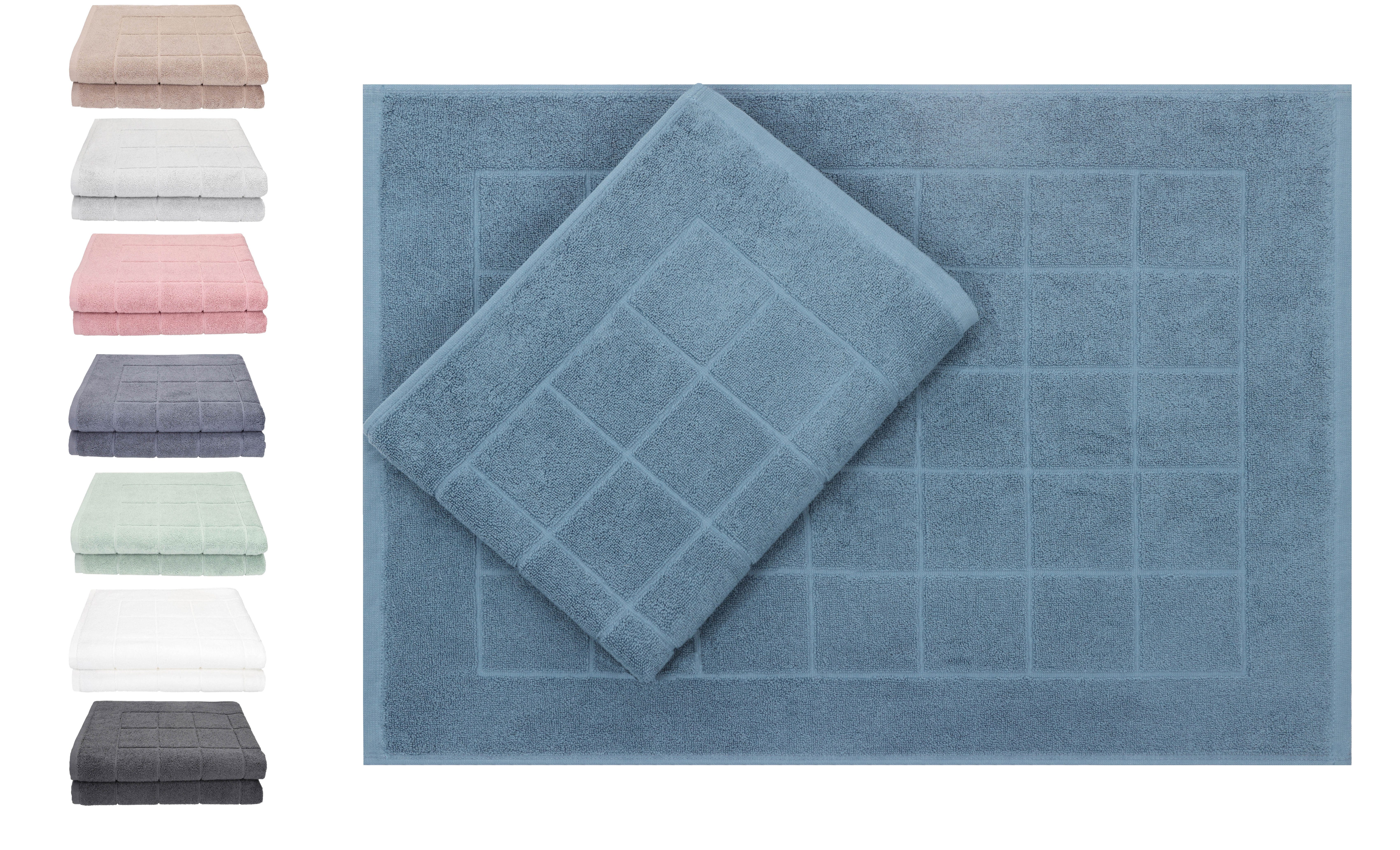 Betz Badematte 2 Stück Badvorleger Berlin Größe 50x70 cm, 100% Baumwolle, beidseitig nutzbar, Baumwolle, Badematte Badteppich Duschvorlage