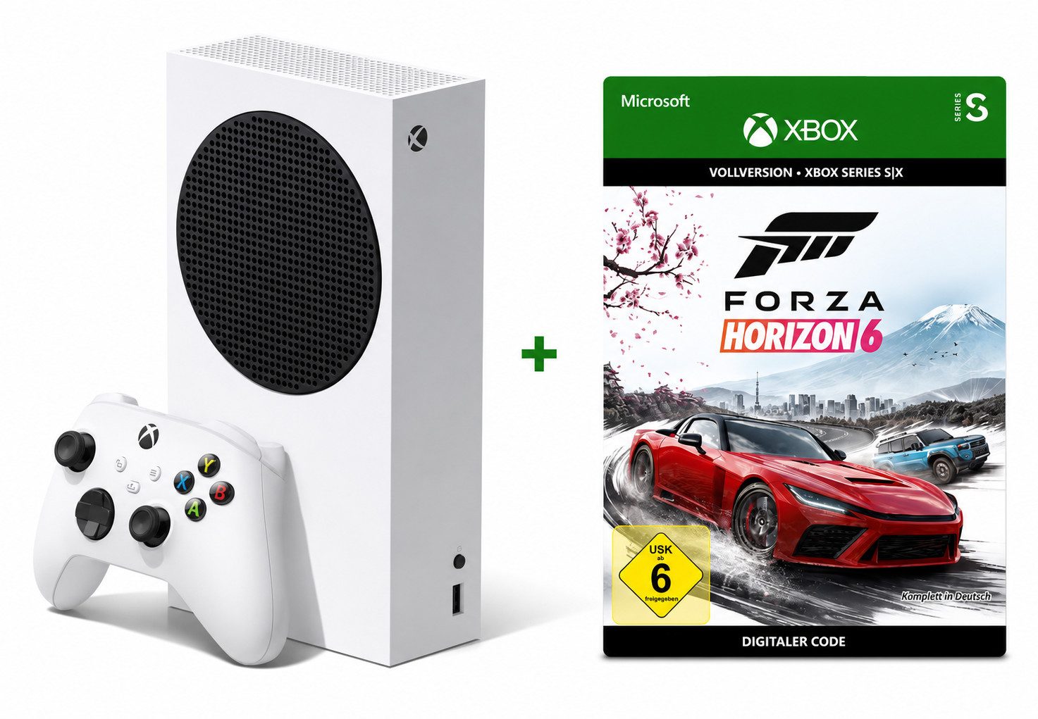 Microsoft Xbox Series S Konsole + Forza Horizon 6 Spielecode (Bundle), Ohne Laufwerk, Digitales Gaming, schnelle SSD