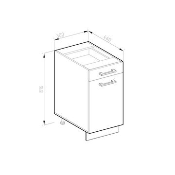 Livinity® Apothekerschrank R-Line, Goldkraft Eiche/Anthrazit, 30 cm, AP Anthrazit