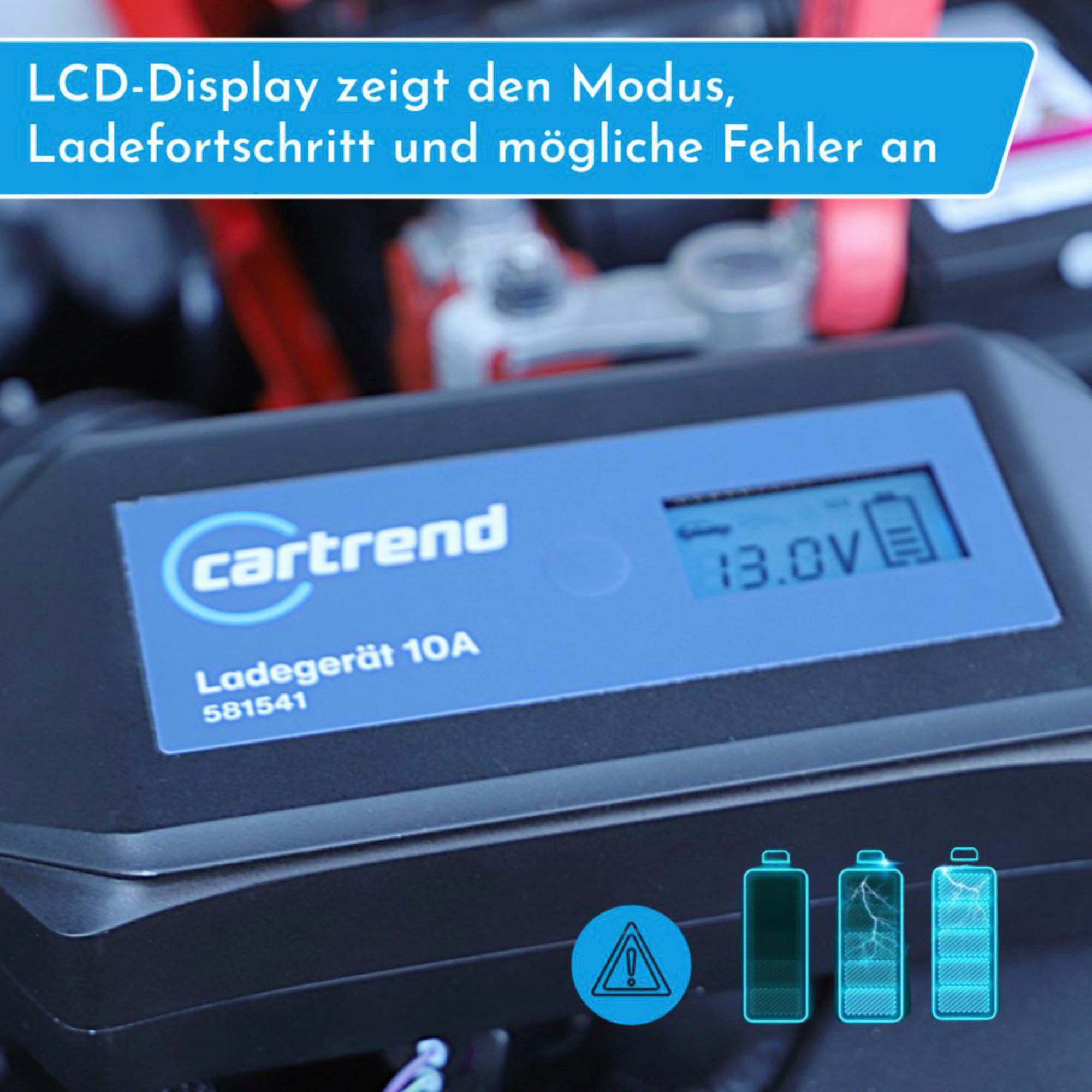 Cartrend Batterieladegerät DP10.1 mit Mikroprozessor-Technologie 12V/24V, 10A Autobatterie-Ladegerät