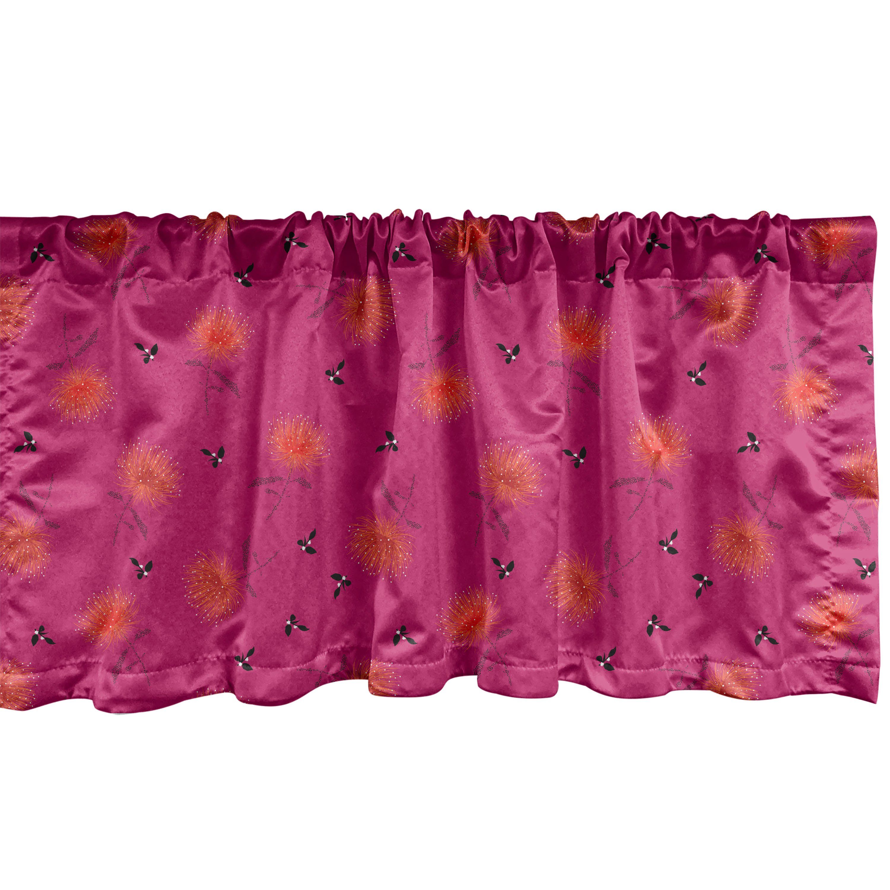 Scheibengardine Vorhang Volant für Küche Schlafzimmer Dekor mit Stangentasche, Abakuhaus, Microfaser, Frühling Puderquaste Blumen-Motiv