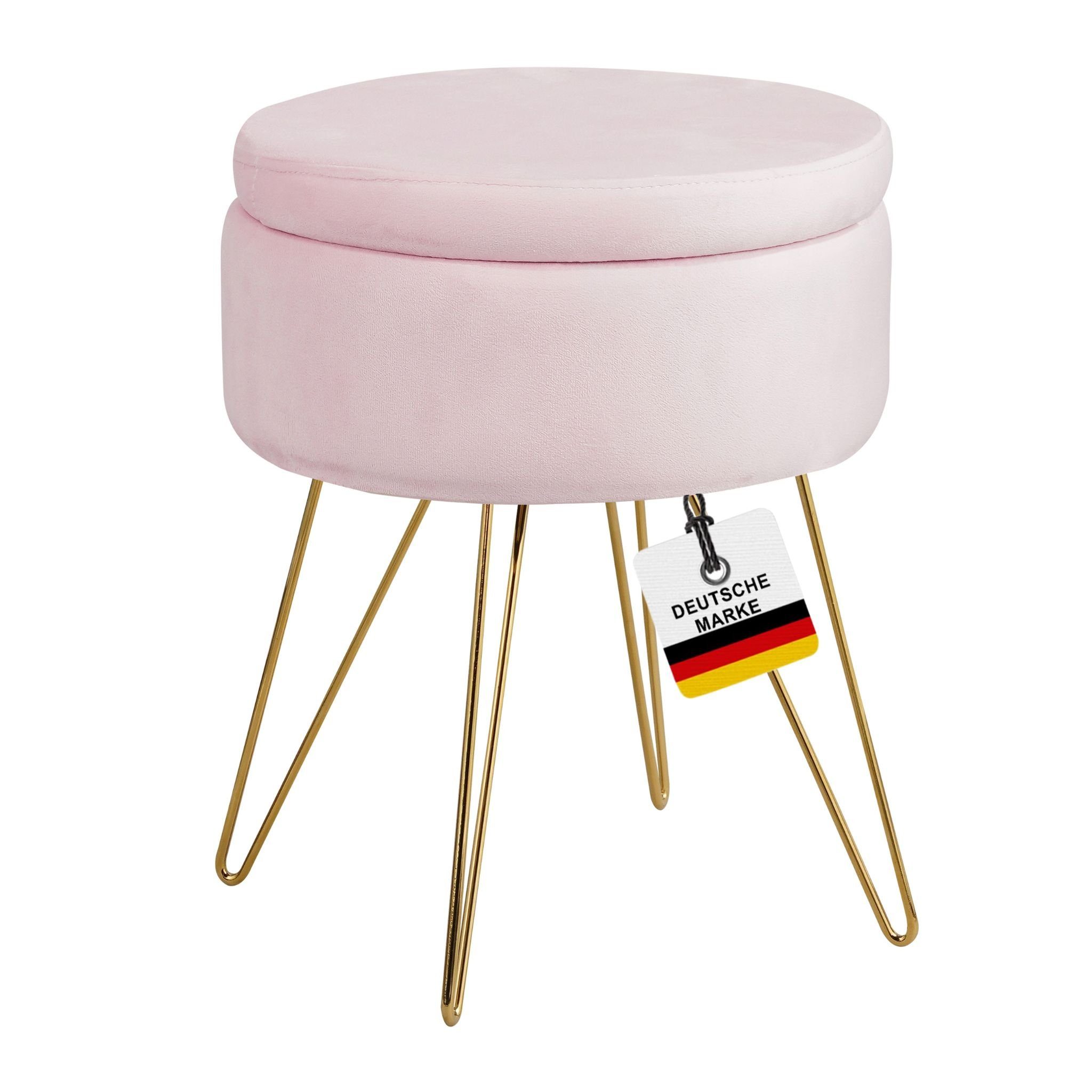 Albatros International Polsterhocker Albatros Hocker mit Stauraum Cannes Sitzhocker mit Stauraum, Modern (Rosa, Samt), optimal als Fußhocker oder Hocker Schminktisch