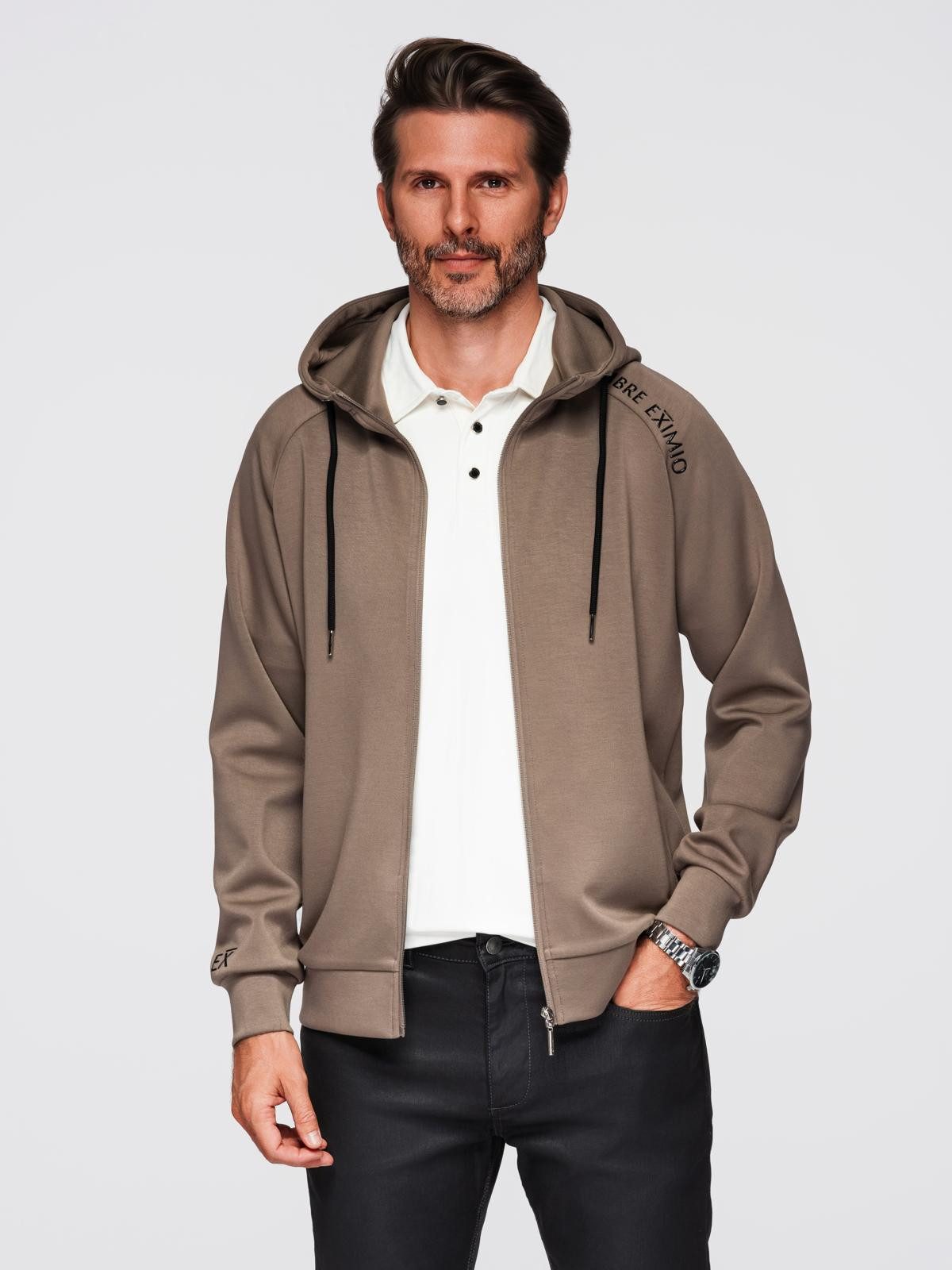 OMBRE Sweatjacke Herren-Sweatjacke mit Stehkragen und Kapuze günstig online kaufen