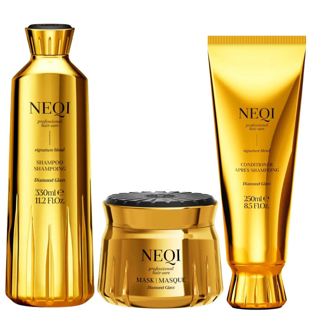 NEQI Haarpflege-Set Diamond Glass Trio Set – Shampoo, Conditioner & Haarmaske, 3-tlg.