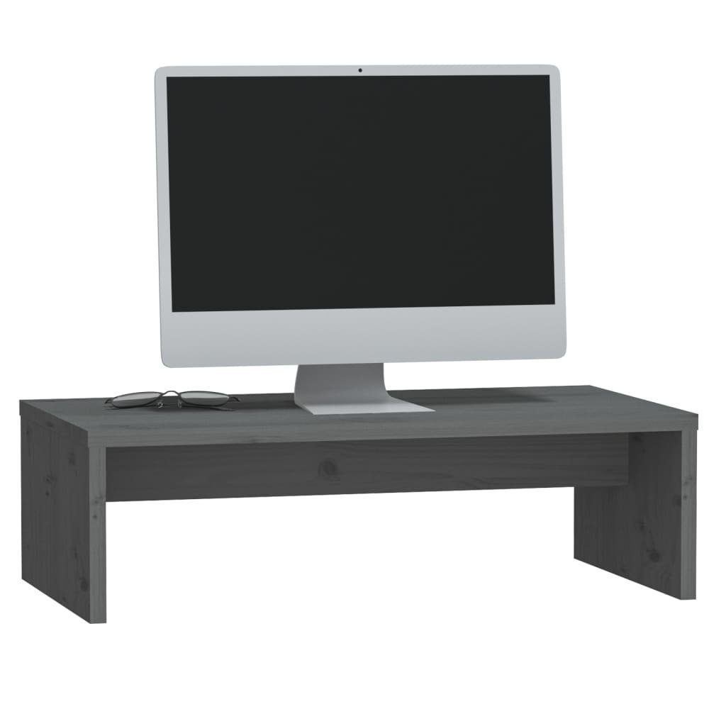 Monitorständer (1-St) cm Grau TV-Schrank Massivholz 50x27x15 Kiefer vidaXL