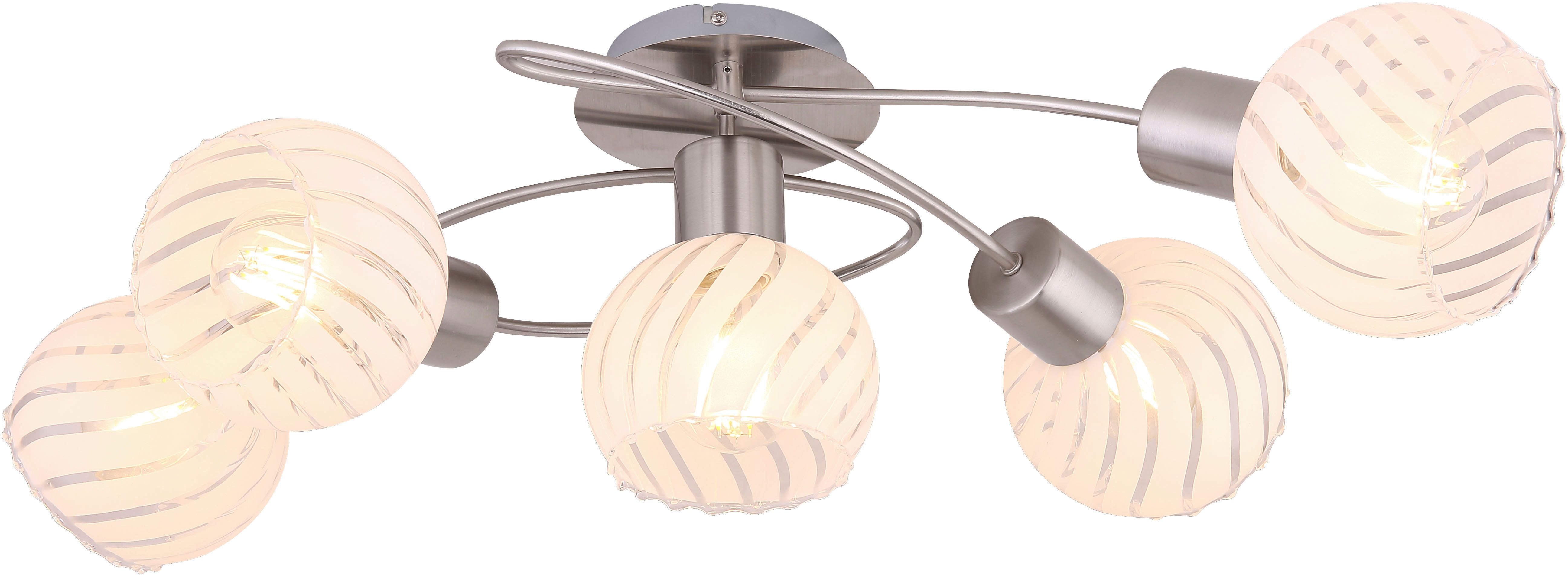 GLOBO LIGHTING Deckenleuchte WILLY, ohne Leuchtmittel, Deckenleuchte Nickel, Glas klar/weiß, E27